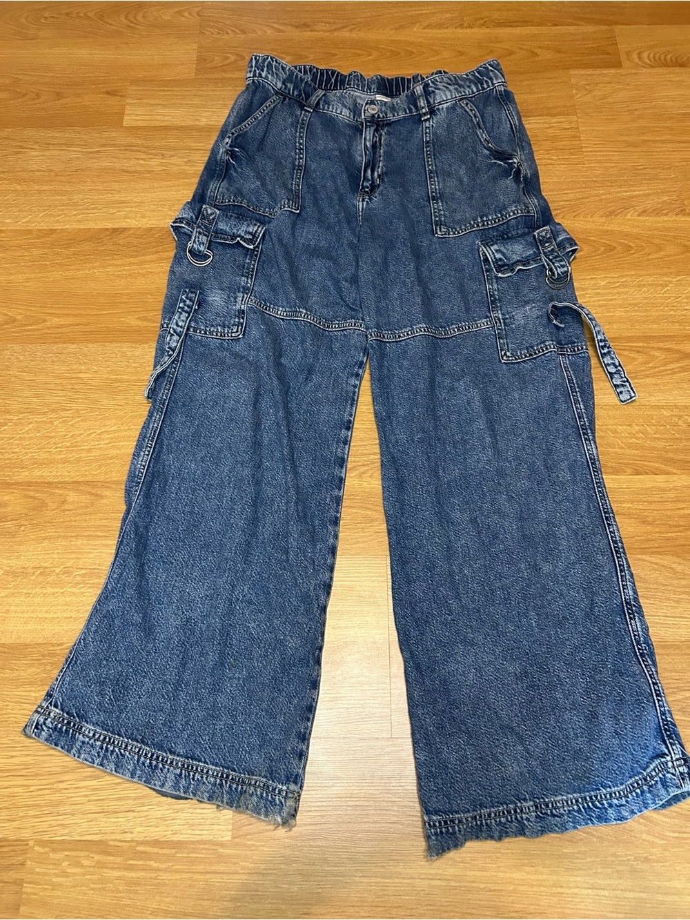 Arizona Jean Company Wide-Leg Cargo Denim Jeans - Blue